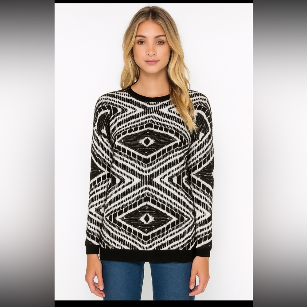 ASOS black & white evil eye textured sweater
